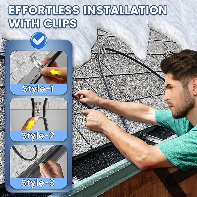 36 FT Gutter Heat Cable Kit, YeloDeer 6 W/FT Heat Tape for Roof and Gutters, Self-Regulating Roof Melt Heating Snow De-Icing Cable, 120V
