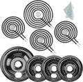 WB31M20(6") WB31M19(8") Porcelain Drip Pan Set & WB30M2(8") WB30M1(6") Electric Range Burner Element Unit Set by Cenipar-Compatible with GE Hotpoint Kenmore Range/Stove-Includes 3×6” and 1×8”