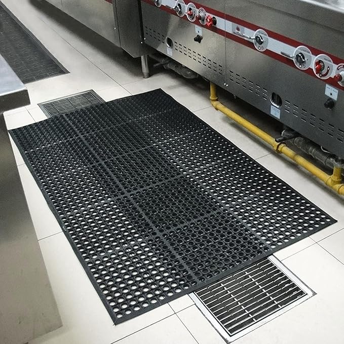tonchean 82'' x 35'' Commercial Floor Mat, Heavy Duty Kitchen Eubber Mats for Floor, Anti-Fatigue Drainage Mats for Restaurant, Bar, Hotel, Industrial Wet Areas