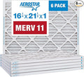 Aerostar 16 1/4x21 1/2x1 MERV 11 Pleated Air Filter, AC Furnace Air Filter, 6 Pack (Actual Size: 16 3/8" x 21 1/2" x 3/4")