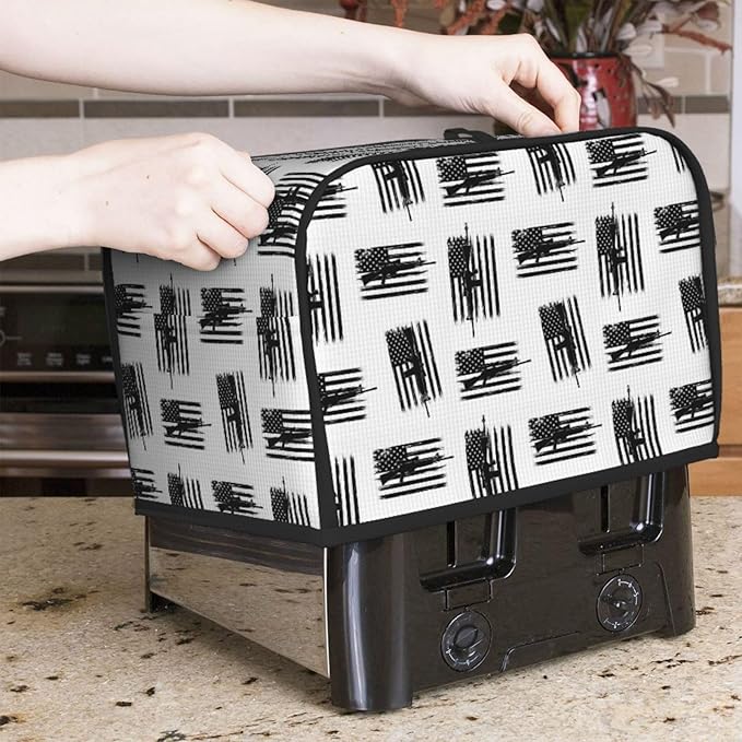 2 Slice Toaster Cover American Hunting Flag, Polyester Dust & Fingerprint Protection with Pocket, Machine Washable Kitchen Appliance Cover
