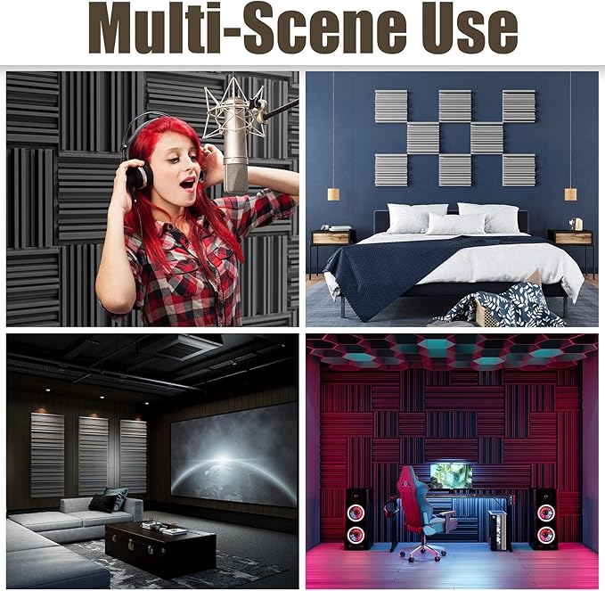 18 Pack Sound Proof Foam Panels for Walls, 12" x 12" x 2" Self-Adhesive Acoustic Panels, High-Density Soundproof Wall Panels for Studio Home and Ceilings (Gray)