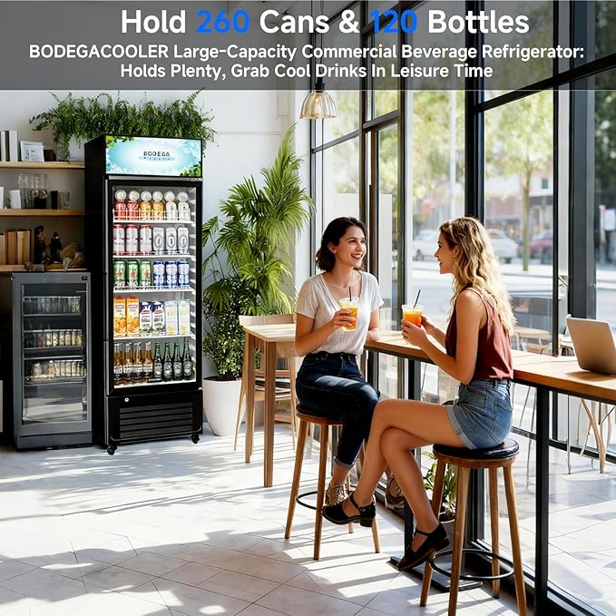 BODEGACOOLER Beverage Refrigerator and Cooler, 10.0 Cu.Ft. Commercial Refrigerator For Home & Kitchen, Office and Garage, Display Refrigerator with Adjustable Shelves and LED Light For Beer, Soda.