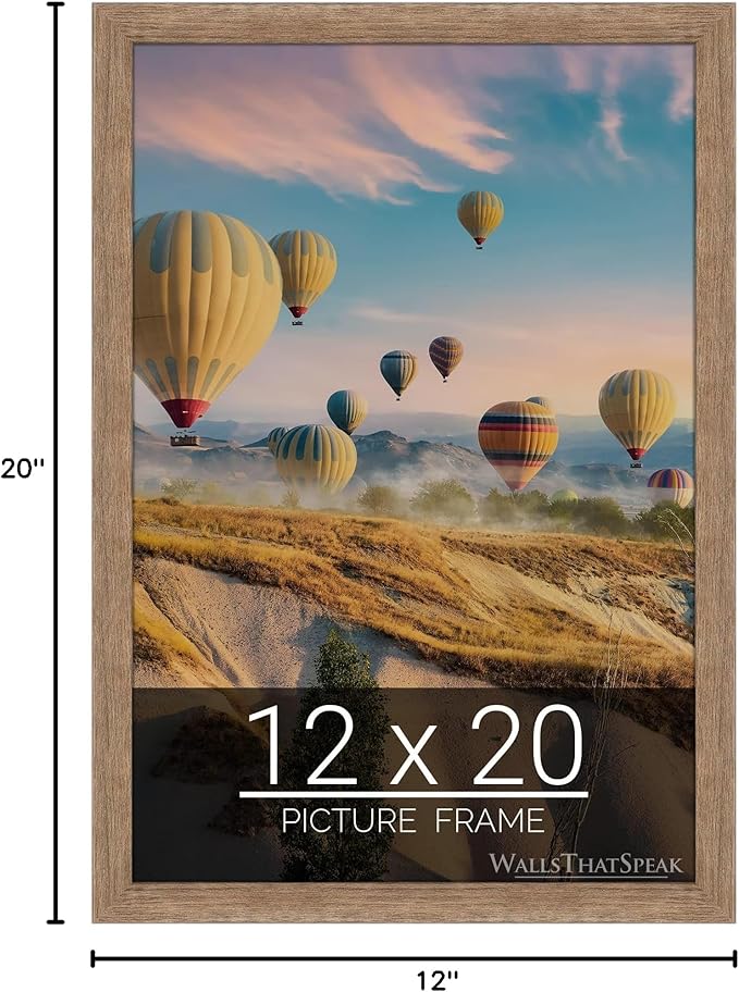 wallsthatspeak 12x20 Brown Barnwood Picture Frame for Puzzles Posters Photos or Artwork
