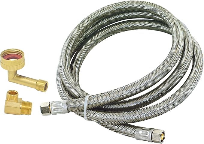 Eastman 10 Ft. Dishwasher Installation Kit, Braided Stainless Steel Supply Line with 3/8 Inch Compression Ends, 41060
