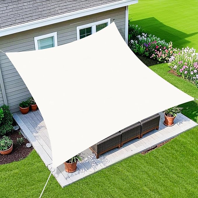 Amagenix Sun Shade Sail 16X26 Curved Edge Outdoor Shade Canopy White Breathable 95% UV Block Shade Cloth for Patio Garden Backyard (We Make Custom Size)