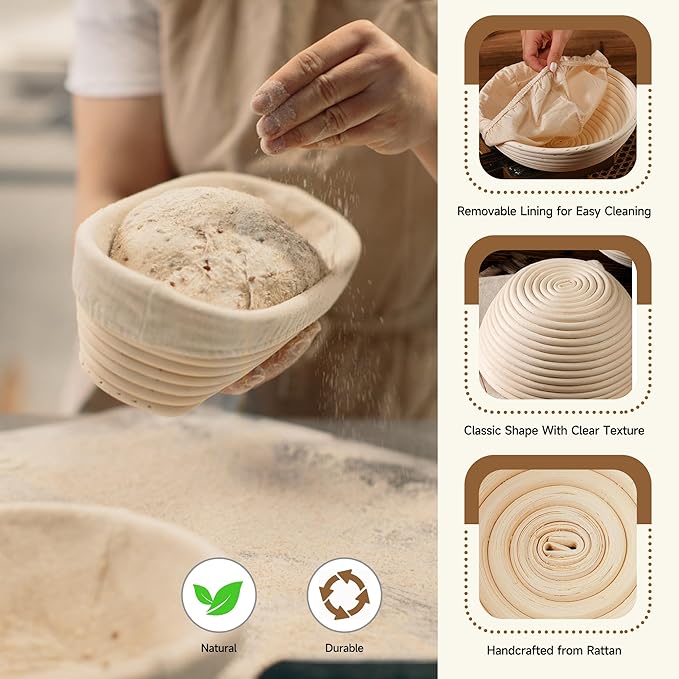Pro Sourdough Starter Kit- 50oz Large Capacity Sourdough Starter Jar,17 Flavor Recipes,2 Bread Proofing Baskets,Food Scale,Bench Scraper,Bread Lame,Complete Sourdough Bread Baking Supplies