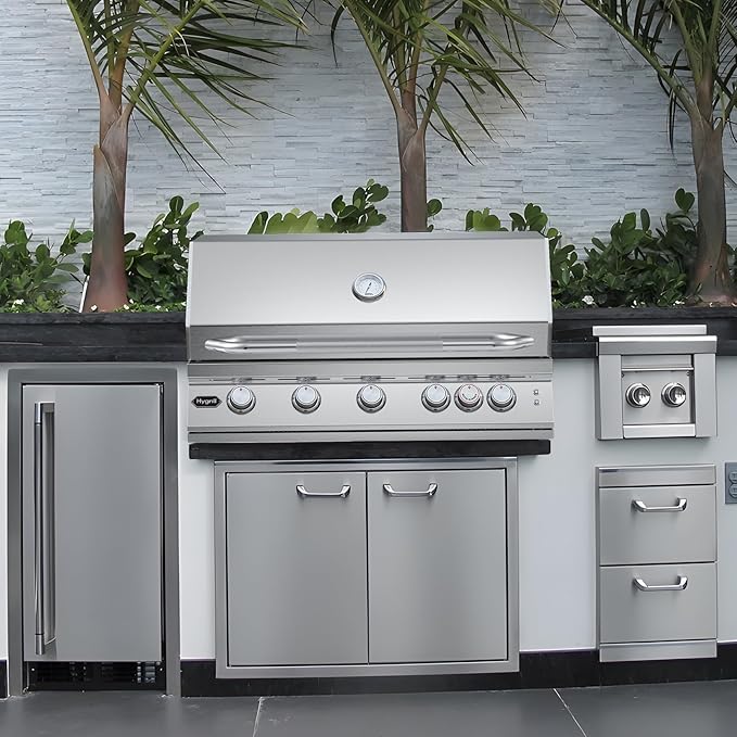 Hygrill Premium XTR 40-Inch Built In Grill, Stainless Steel 5-Burner Grill Head for Outdoor Kitchen with Rear Infrared Burner and LED Lights, Liquid Propane