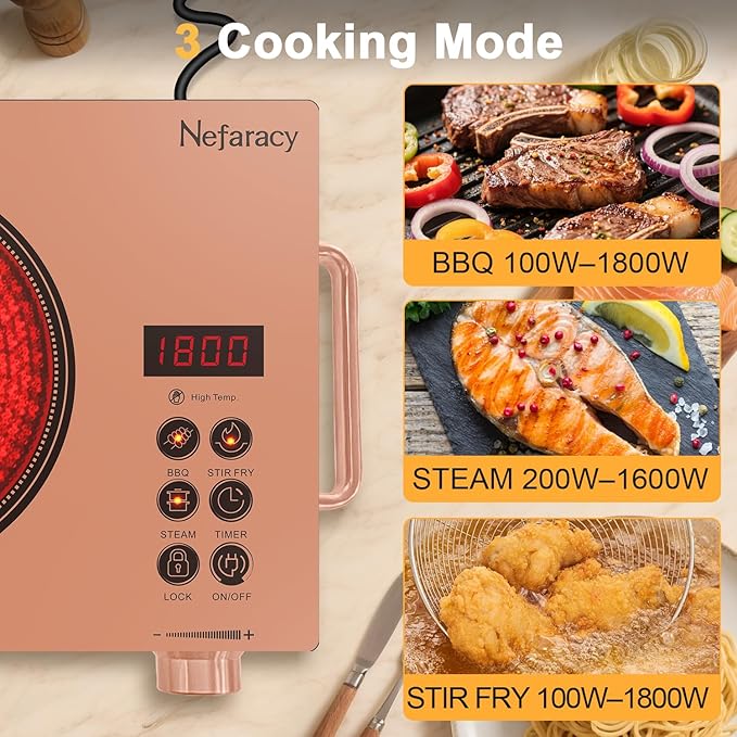 Electric Cooktop Single Burner, 110V Portable Electric Stove 1800W, One Burner Hot Plate with Knob & Touch Control, Countertop, Timer & Safety Lock, 110-120V Plug in(Orange)