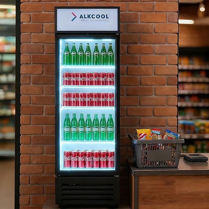 Commercial Beverage Refrigerator Display Fridge,9 Cu Ft Tall Small Single Door Merchandiser Drink Cooler with LED Light Adjustable Shelves,ETL Sanitation