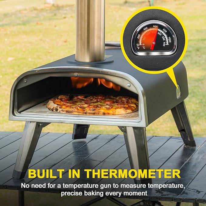 Pizza Oven Outdoor 12" Wood Fired Pizza Ovens Pellet Pizza Stove for outside, Portable Stainless Steel Pizza Oven for Backyard Pizza Ovens