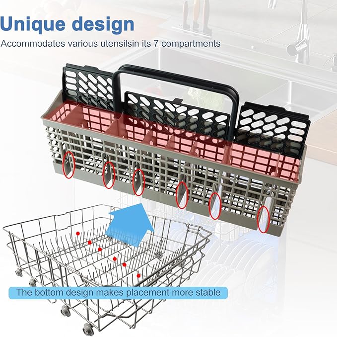 DD82-01387A Dishwasher Cutlery Rack Replacement,Used in combination with DD82-01384A Lower Dishrack，Compatible with Samsung Dishwasher Modle DW80R2031 Series