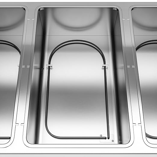 KoolMore 4-Pan Open Well Commercial Electric Stainless Steel Steam Table Food Warmer for Buffets with Undershelf, Warming Control Knobs, and Front Serving Area [120V] (KM-OWS-4), Silver