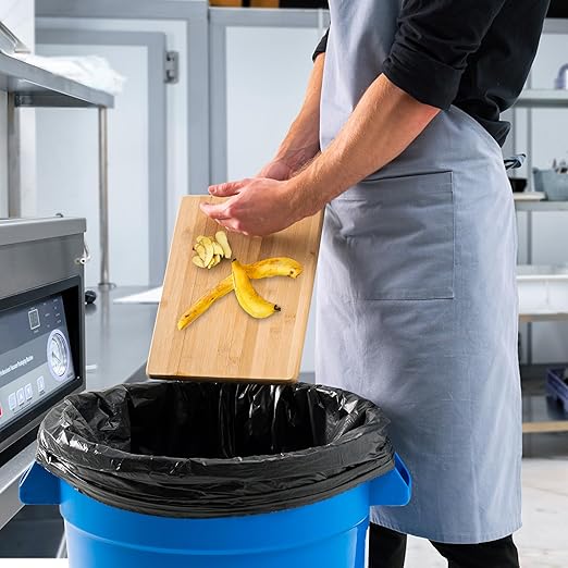 PRO&Family Commercial Round Trash Can, Ingredient Bin, Heavy-Duty Plastic, Anti-Static, Kitchen, Office, Outdoor Use (Blue, 20 Gallon)