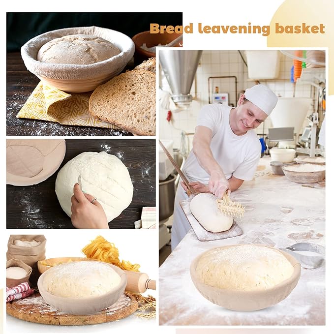 Gejoy 20 Sets Bread Proofing Baskets Bulk Banneton Dough Proofing Bowls Kit with Cloth Liner Sourdough Basket for Home Sourdough Bakers Supplies(Round,9 Inch)