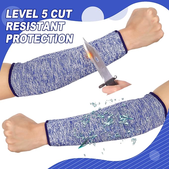 Sintege 3 Pairs Arm Protectors for Thin Skin and Bruising Cut Resistant Forearm Sleeve Level 5 Arm Burn Protection Sleeve (Light Blue, Dark Blue, Black,12.6 Inch)