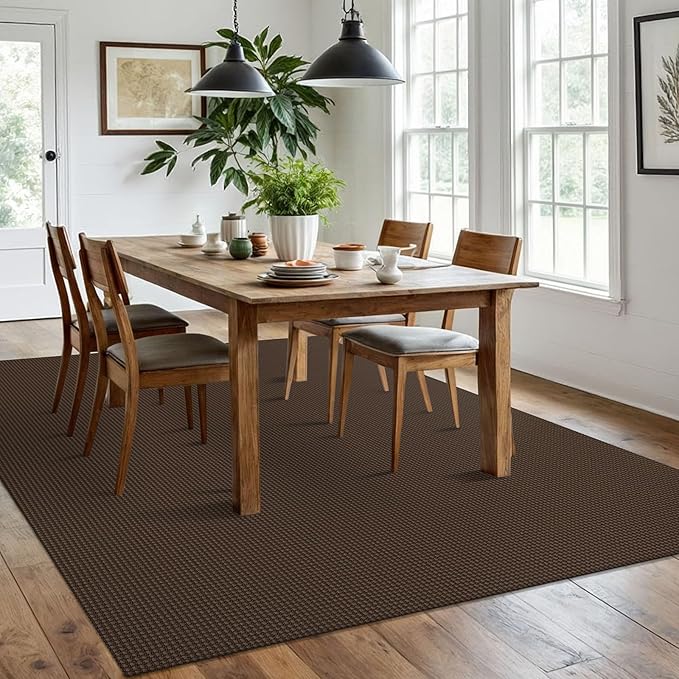 IOHOUZE Washable Area Rug 6x9 Non Slip Rubber Backed Rugs for Living Room, Dining Room Rugs Bedroom Rug, Woven Indoor Floor Carpet for Living Room Nursery Office, Brown