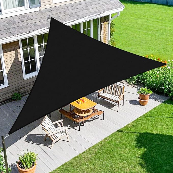 Amagenix Sun Shade Sail 14'X14'X19.8' Curved Edge Outdoor Shade Canopy Black Breathable 95% UV Block Shade Cloth for Patio Garden Backyard (We Make Custom Size)