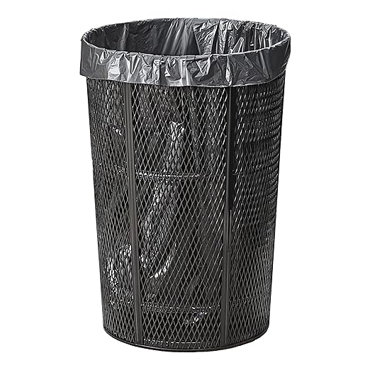 48 Gallon Mesh Recycle Container, Steel Outdoor Heavy-Duty Commercial Trash Can, Black Round Waste Bin, Durable Garbage Can for Municipalities, Schools, Parks, Parking