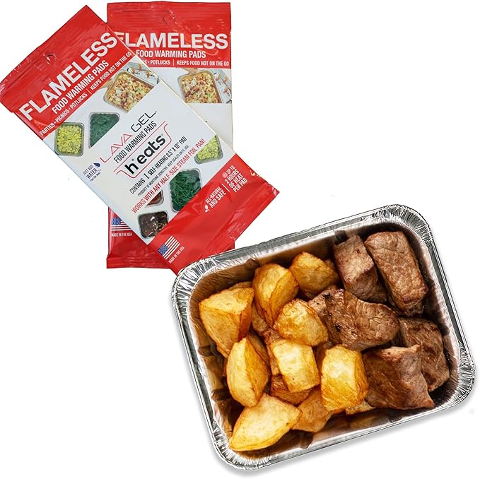 Flameless Food Warmers (Pack of 2) – Disposable Pads to Keep Food Warm – Half Size Pan Warmers for Catering, Buffet, Parties & Chafing Dishes