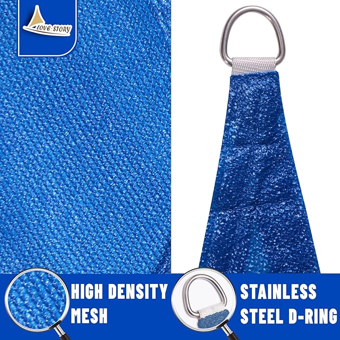 LOVE STORY 10' x 16' Blue Sun Shade Sail Rectangle SS-022 UV Block Shade Canopy Sunshade for Patio Garden Backyard (We Make Custom Size)