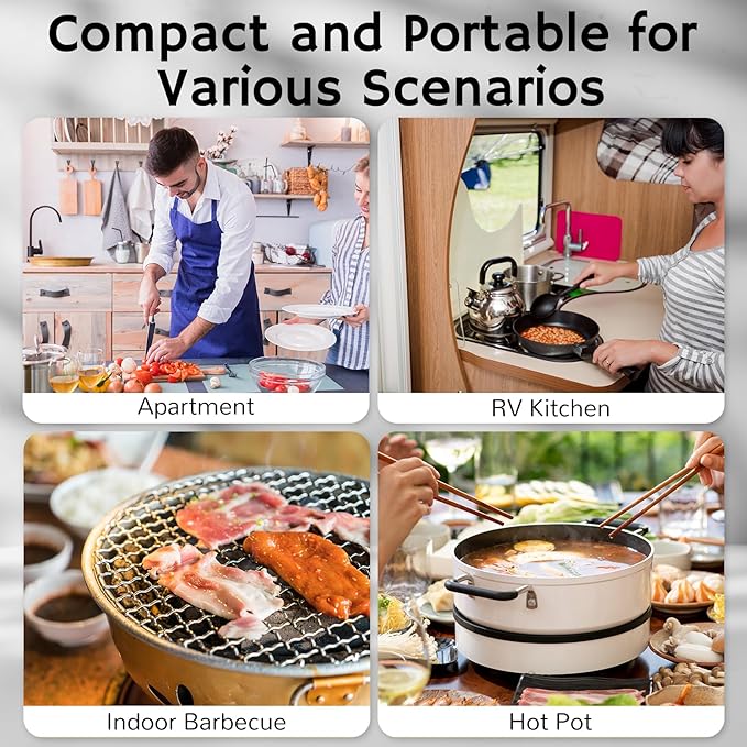 Airthereal RH180 Portable Range Hood, Desktop Range Hood with 3-Fan Speeds and Large Oil Collection Cup, Detachable Aluminum Carbon Filter, Low Noise Portable Kitchen Exhaust Fan for Cooking