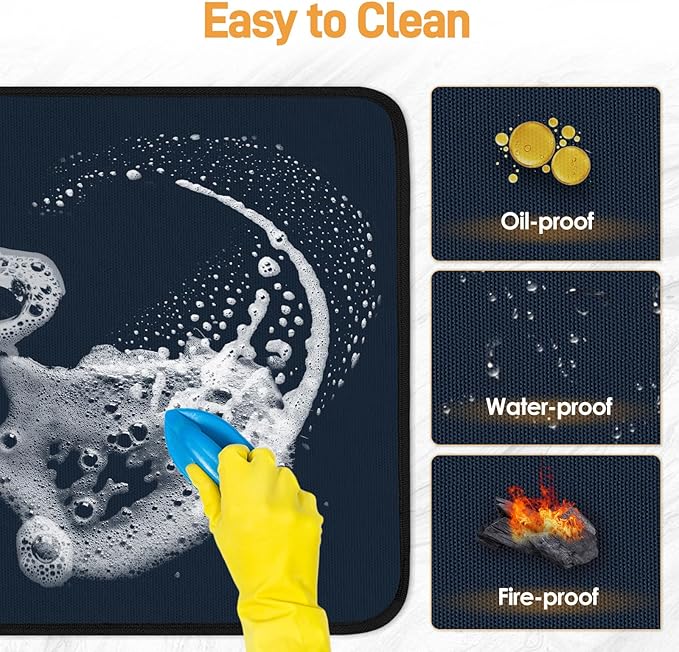 Heat Resistant Mats for Countertop - Fireproof 16x24 in Heat Resistant Mats for Air Fryer - Kitchen Countertop Protector Hot Pad for Air Fryer, Coffee Maker, Stand Mixer, Oven - Blue - 2PCS