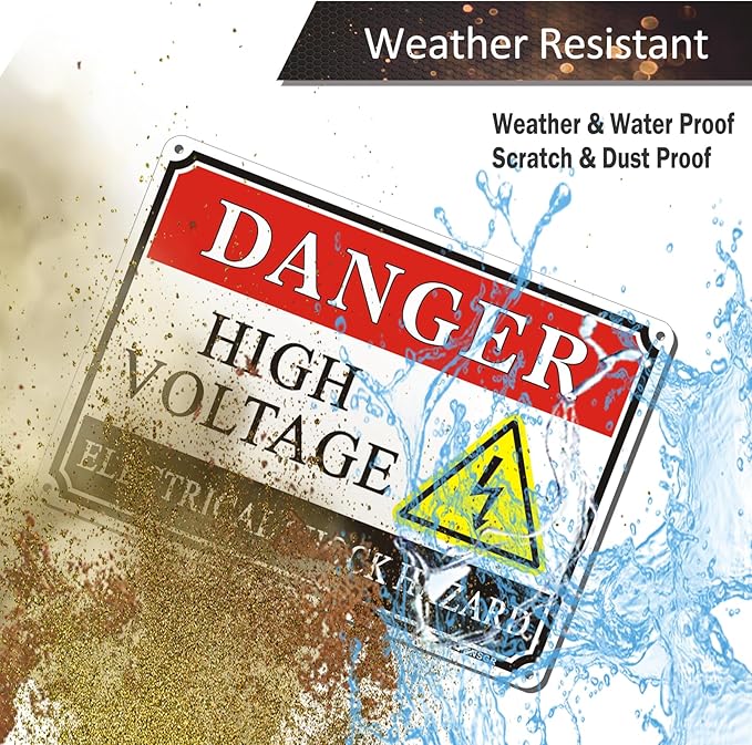 Danger High Voltage Electrical Shock Hazard Sign 2 Pack, 10 x 7 inches Rust Free Aluminum Sign, UV Protected, Fade Resistant