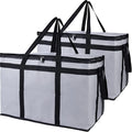 Bodaon 2-Pack Insulated Food Delivery Bag for Hot and Cold Meal, XXX-Large Grocery Tote Insulation Bag for Catering, Pizza Warmer, Cooler/Thermal Bags, Grey