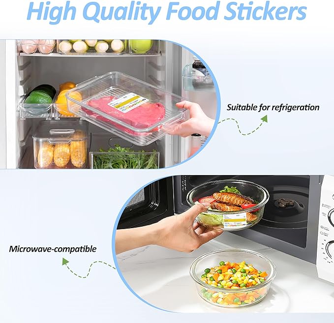 Restaurant Quality Shelf Life Food Rotation Labels Vinyl, 2” x 3” Self-Adhesive Removable Freezer Food Labels, Perfect for Reusable Containers, Easy to Remove, Food Safety Date Sticker (10 PCS)