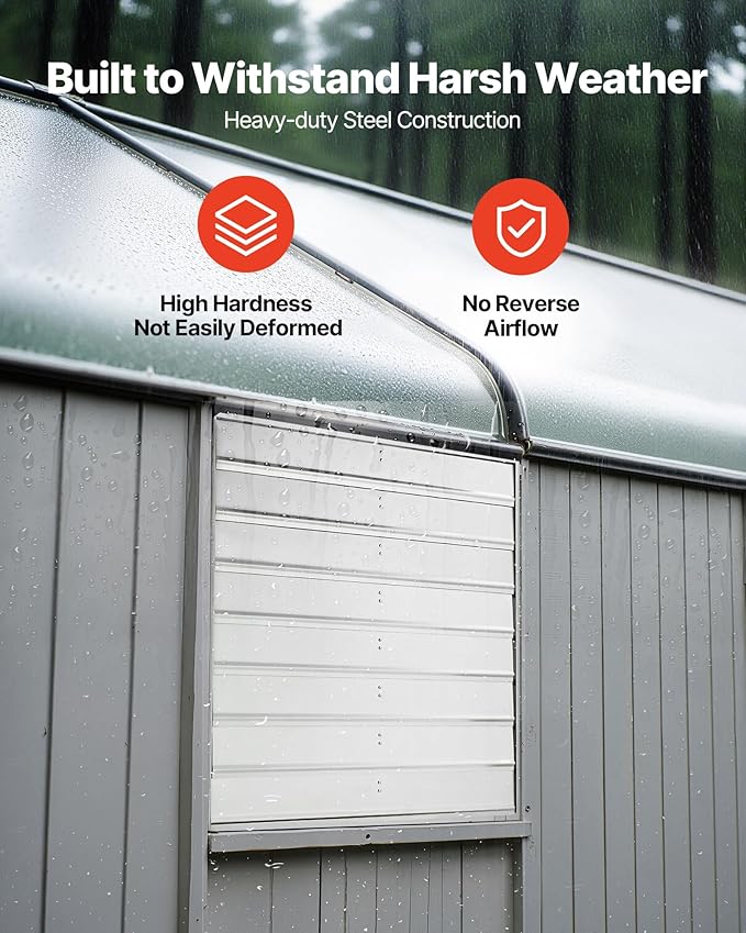 VEVOR 36 inch Shutter Exhaust Fan, Wall Mounted Attic Vent Fan with 11000 CFM Airflow, AC Motor, Heavy-duty Steel Construction, Low Noise for Shed, Garage, Greenhouse Ventilation Cooling, Silver
