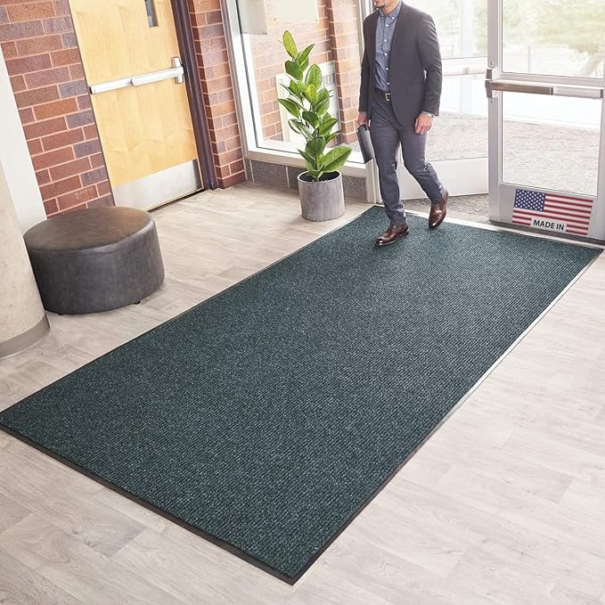 Consolidated Plastics Brush Dry Mat - Made in USA, Heavy-Duty Commercial DoorRug for Indoor/Outdoor Entryways, Non-Slip Backing for High-Traffic Areas (4' W x 6' L, Blue)