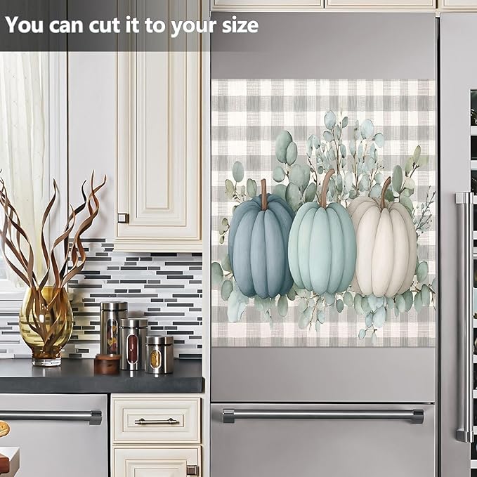 Thanksgiving Blue White Pumpkins Dishwasher Magnet Cover Panel,Fall Magnetic Dishwasher Covers Refrigerator Sticker Decal Thanksgiving Decorative Washing Machine Cover for Home Kitchen,23x26in