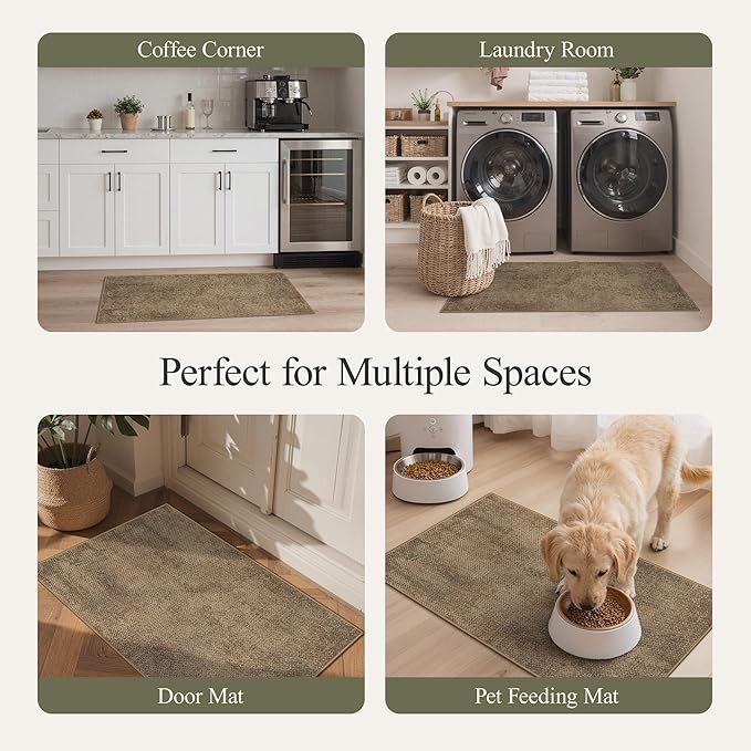 GENIMO Kitchen Mats for Floor, Washable Absorbent Runner Rugs for Kitchen, 20"x70", Cushioned Non Slip Kitchen Rugs for Kitchen Floor, Standing Mat Rug for Home, Sink, Laundry, Jute