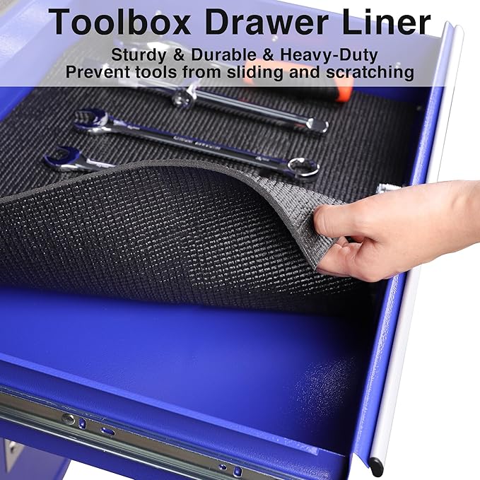PABUSIOR Cabinet Liner for Under Sink: 5MM Thick Large Strong Grip Tool Box Drawer Mat - 24 Inch x 98.4 Inch Non-Slip Foam Kitchen Shelf Liner Black