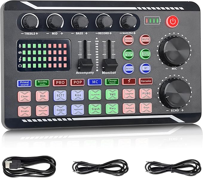 Professional Live Sound Card, Audio Mixer and Audio Interface with DJ Mixer Effects, Voice Changer - Studio Equipment for Streaming/Podcasting/Gaming