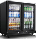 BODEGACOOLER Back Bar Cooler with 2 Glass Doors,7.7 Cu.ft Commercial Bar Beverage Refrigerator Under Counter LED Lighting for Soda Drinks,Beer,Wine with Stainless Steel Top,DOE Approved,4 Casters