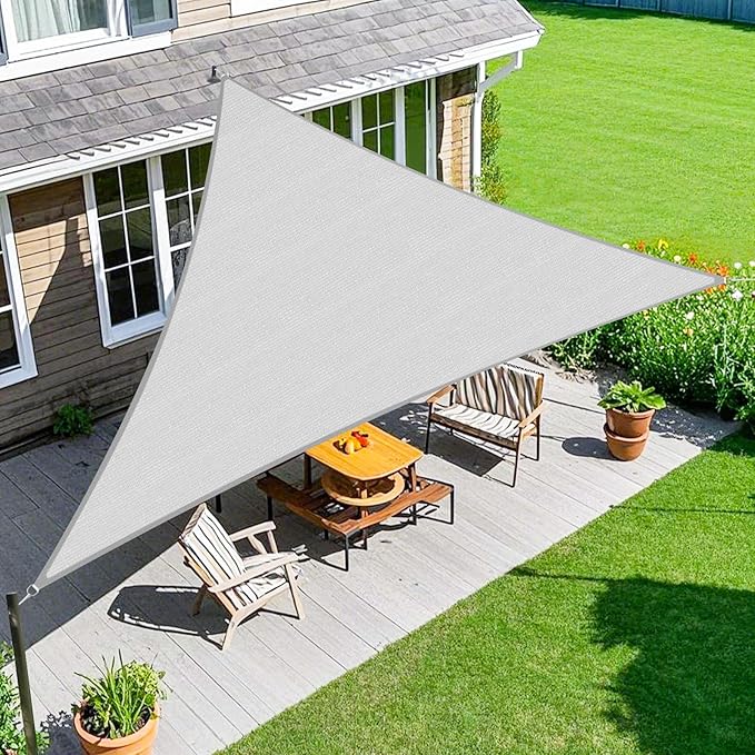 Amagenix Sun Shade Sail 6X6X8.5 Curved Edge Outdoor Shade Canopy Light Grey Breathable 95% UV Block Shade Cloth for Patio Garden Backyard (We Make Custom Size)