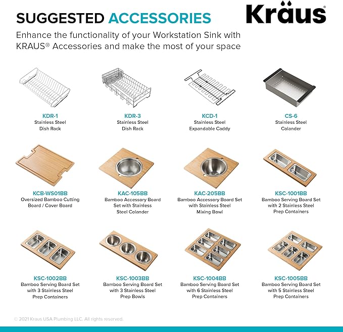 KRAUS Kore Workstation 27-inch Farmhouse Apron Front 16 Gauge Black Stainless Steel Single Bowl Kitchen Sink in PVD Gunmetal Finish with Accessories, KWF210-27-PGM