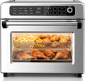 Kismile 25QT Air Fryer Toaster Oven Combo, 12-in-1 Large Countertop Convection Airfryer Oven, 70–450℉, Bake, Roast, Reheat, Broil, Fits 12″ Pizza, Includes Full Accessories, Stainless Steel(Silver)