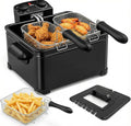 SIMOE 5L Electric Deep Fryer with 3 Baskets and Lid,1700W Countertop Electric Oil Fryer w/Temperature Control, View Window, Adjustable Timer, Deep Fryer for Home Use