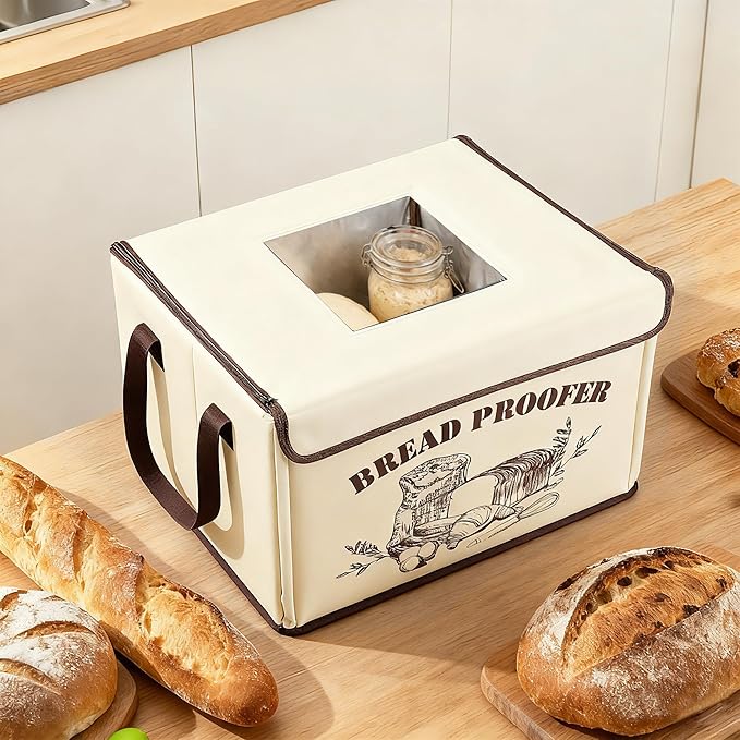 Folding Bread Proofing Box with Temp Control 50-113℉ & 12H Timer Dough Proofer with Metal Rack Proofing Box for Sourdough, Yogurt, Kombucha, Bread Baking, Pizza, Precise Control