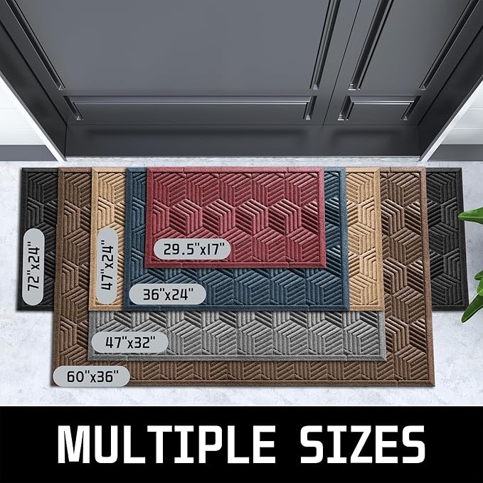 Yimobra Extra Large Door Mat 36x24, All-Season Waterproof Outdoor Mats for Front Door Entrance with Drainage Holes, Heavy Duty Non-Slip Doormat for Garage Patio Entryway Indoor, Red