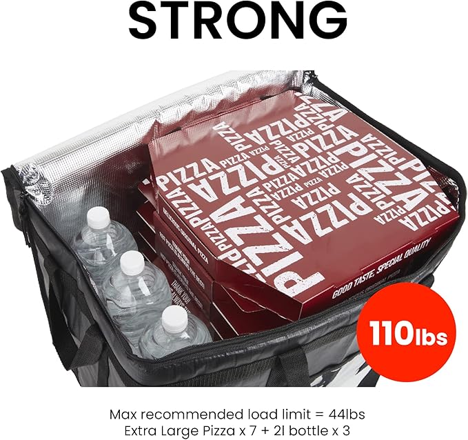 NZ home Insulated Bags for Food Delivery (3XL) Grocery Shopping Cooler Bag, Pizza Delivery, Hot & Cold Catering Tote, Reusable, Foldable & Heavy Duty (Green)
