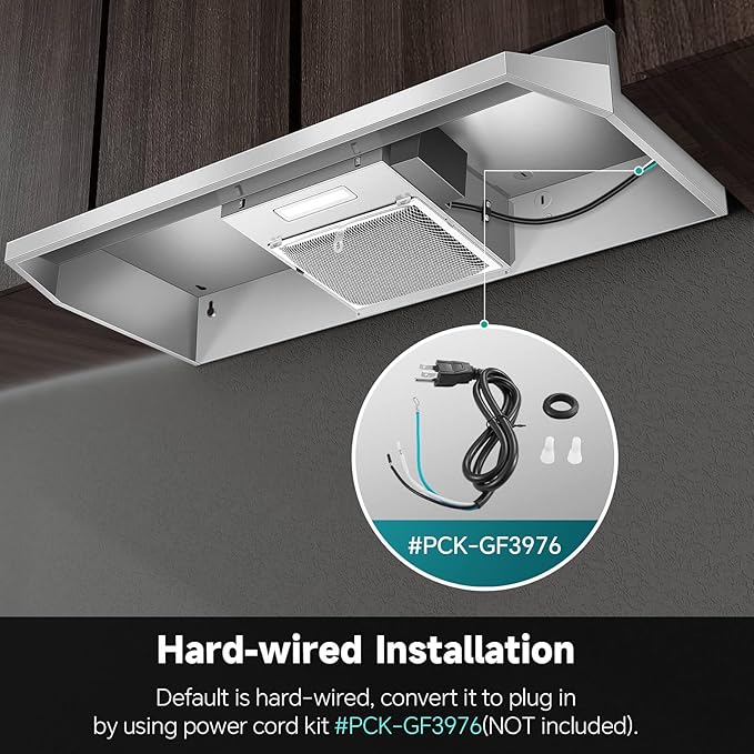 SNDOAS 36 inch Range Hood,Under Cabinet Range Hood 36 inch in Stainless,Ductless Range Hoods with Carbon Sponge Filter,230 CFM Stove Hood with 2-speed Fan,Hard Wired Kitchen Exhaust Hood