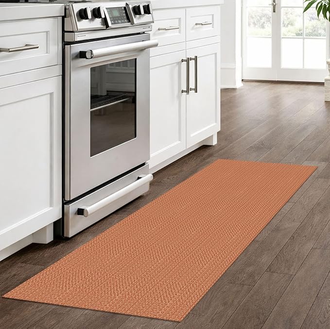 IOHOUZE Washable Runner Rug 2x6 Non Slip Runners for Hallways Entryway Runner Indoor, Kitchen Rugs Woven Cotton Floor Carpet for Kitchen Hall Entrance Bedroom, Rustic Orange