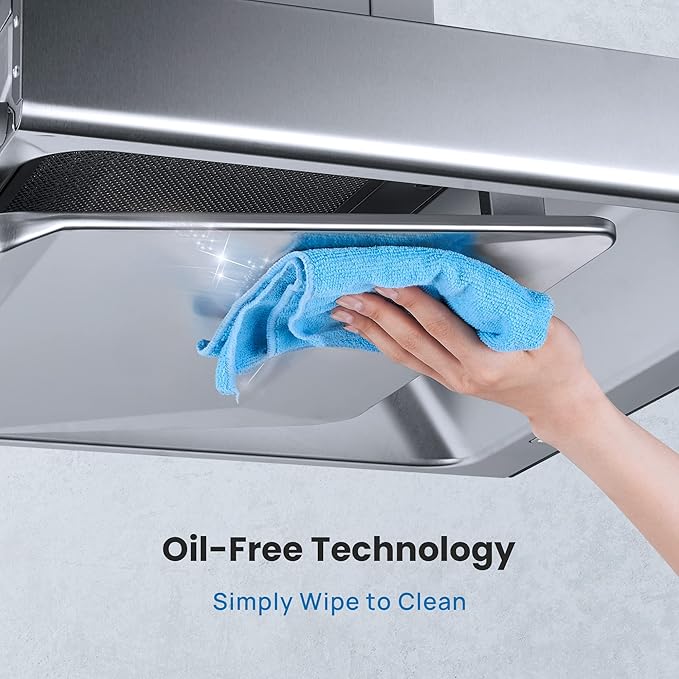 FOTILE EMS6008-CR 24" Wall-mount Recirculating Range Hood with Touchscreen, 3 Speed-settings and Auto Turbo Mode | Manual-adjustable Capture Shield Technology | Delay Shuoff and Detachable Oil Plate