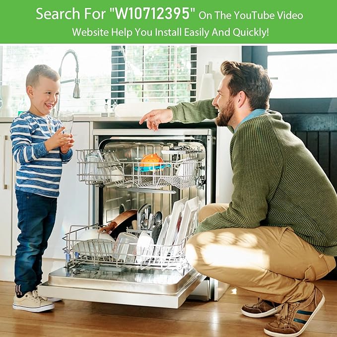 UPGRADED W10712395 Dishwasher Upper Rack Adjuster Kit - Compatible with Whirlpool Kenmore Kitchenaid Dishwasher - Replace W10350375 PS10065979 AP5957560, Fit for WDT730PAHZ0 WDT750SAHZ0 WDT970SAHZ0