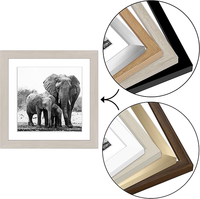 Americanflat 11x11 Picture Frame with Shatter-Resistant Glass - Use as 8x8 Frame with Mat or Display 11x11 Photo Without Mat - Signature Collection - Square Frames for Wall Display - Light Wood