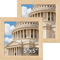 Vittanly 5x5 Picture Frame Set of 2, Solid Wood Frame for Wall or Tabletop, Natural